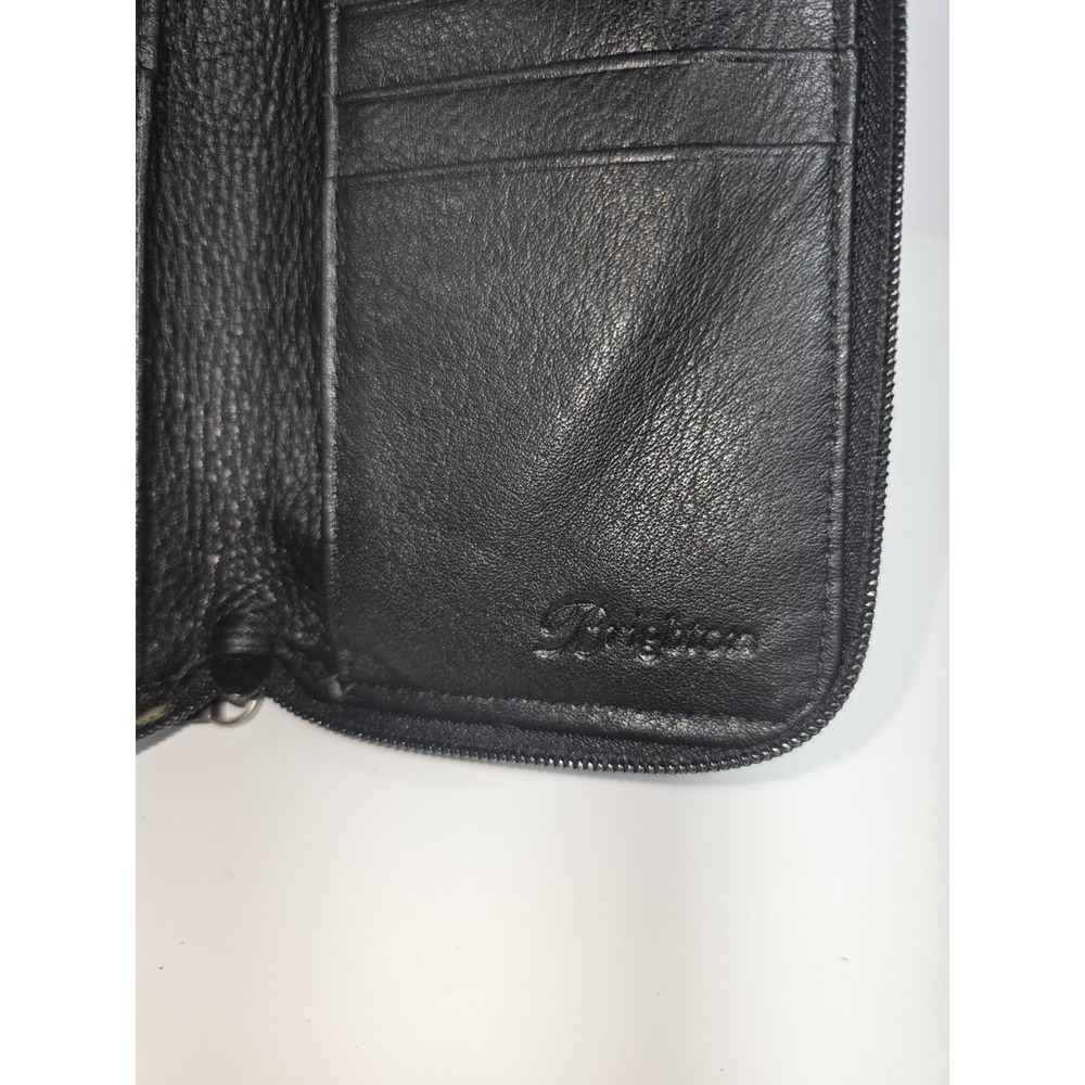 Brighton Black Leather Wallet-Purse Bag Crossbody Silver Tone Metal Hardware - Picture 8 of 11